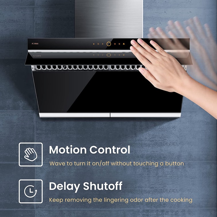 Slant Vent Series JQG9006 36inch 1000 CFM Under Cabinet Or Wall Mount Range Hood With 2 LED Lights And Touchscreen 4