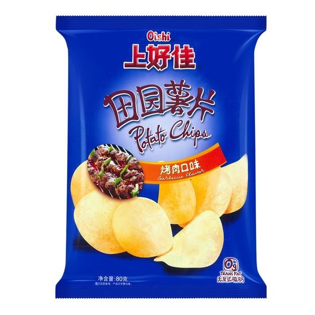 商品详情 oishi上好佳 田园薯片 烤肉口味 80g image 0