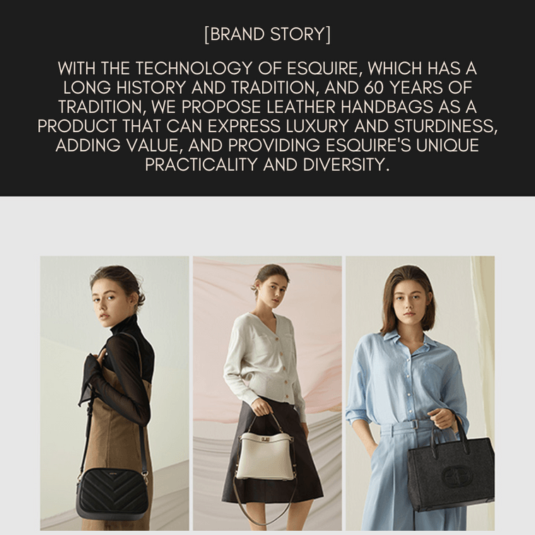 대한민국 ESQUIRE Queen 핸드백 3가지 스타일 세트(오트밀 브라운 + 2개) 4