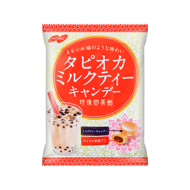 商品详情 日本nobel诺贝尔製菓 黑糖珍珠奶茶糖果 夹心硬糖 90g