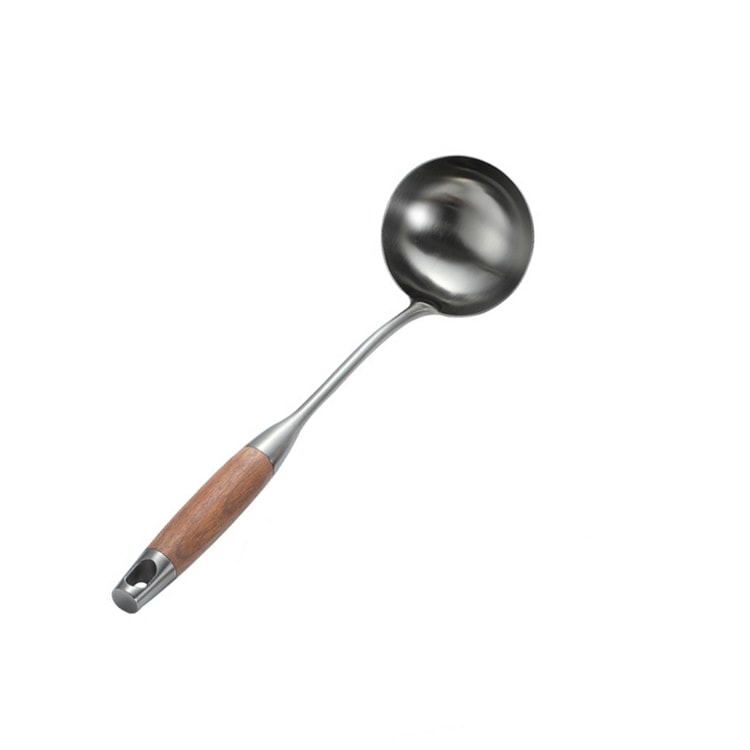 304 Stainless Steel Cooking Ladle Spatula, Wooden Handle Soup