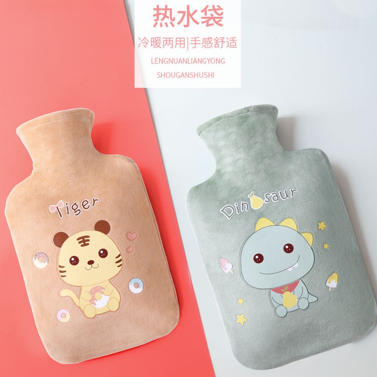 1pc Winter Pvc Hot Water Bag, Cartoon Plush Hot Water Bottle For Students,  Cute Warm Baby Water Bag