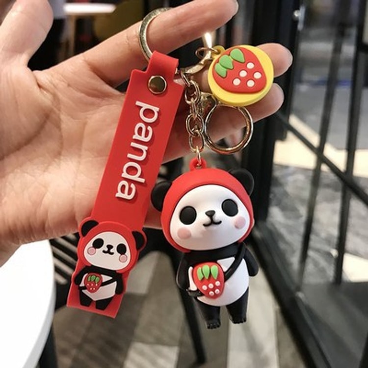Cartoon icedun red panda couple schoolbag small pendant piercing cute doll  doll keychain 
