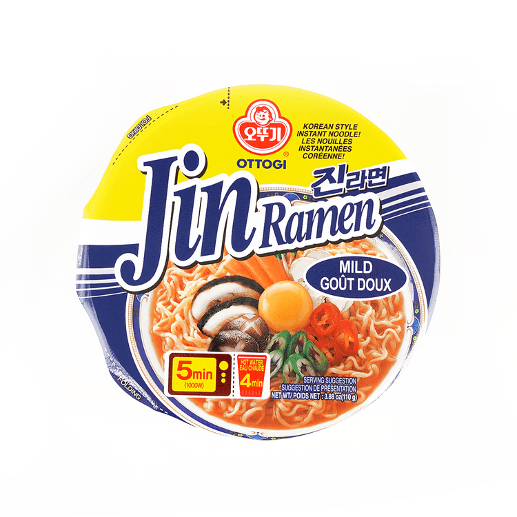 Ottogi Mild Jin Ramen Korean Style Instant Noodles 4 Pack