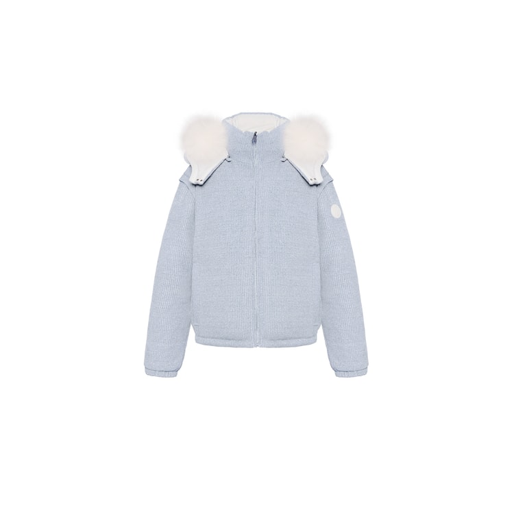 Turnover Knit Multi-wear Down Jacket White + Blue S