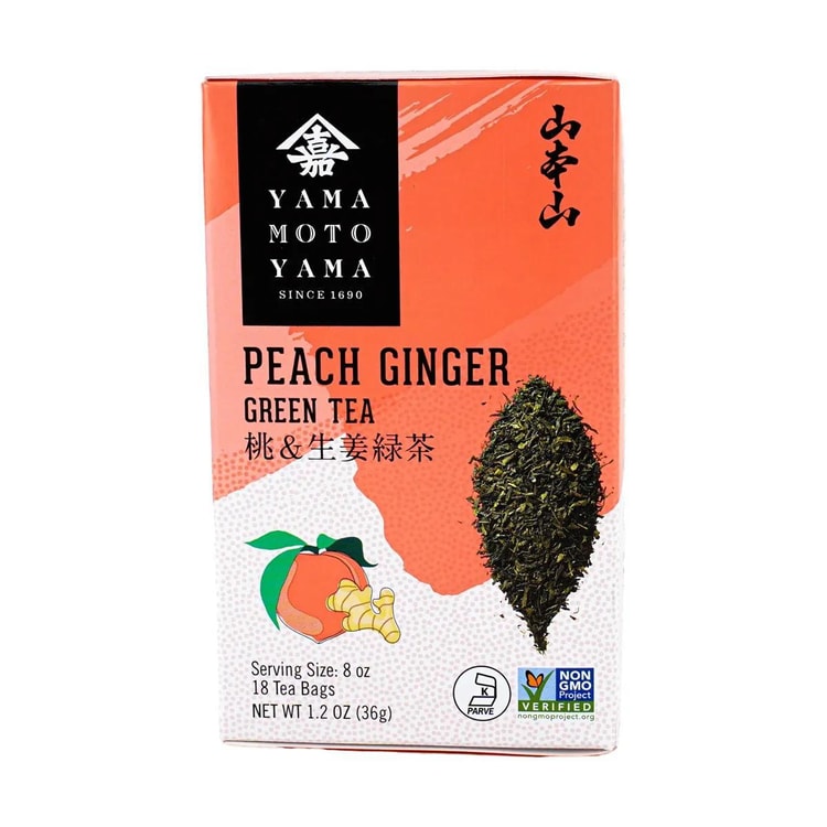 日本YAMAMOTOYAMA山本山蜜桃生姜绿茶茶包冲饮18袋装32g - 亚米