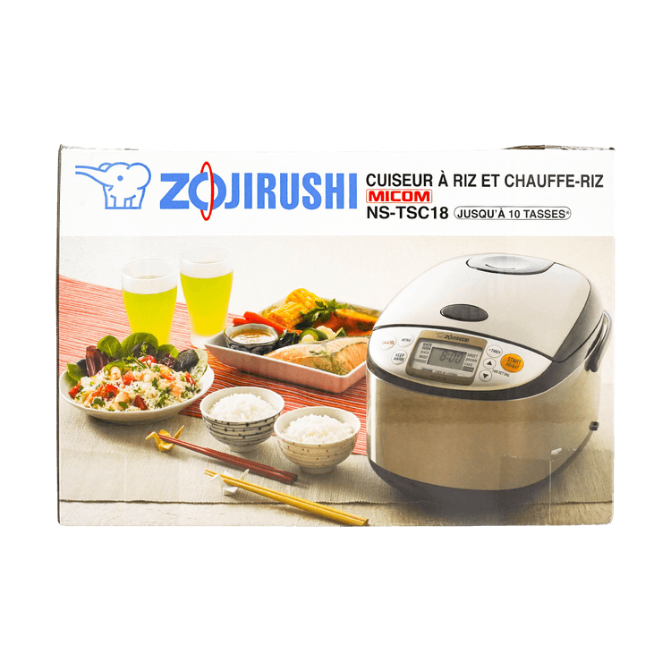 ZOJIRUSHI 【Low Price Guarantee】Micom Rice Cooker And Warmer With Steaming  Basket 1.8L, 10 Cups, NS-TSC18, 120 Volts