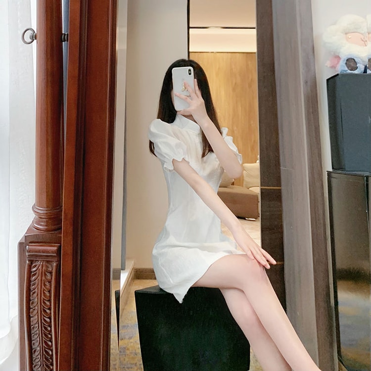 中国直邮中国风旗袍连衣裙轻熟风洋气减龄收腰显瘦设计感小个子公主裙S