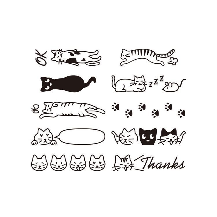 Cutie Meow Pre Ink Stamp / “可爱喵咪” 印章 / Cop Kucing Comel/ Pra-Dakwat Cop