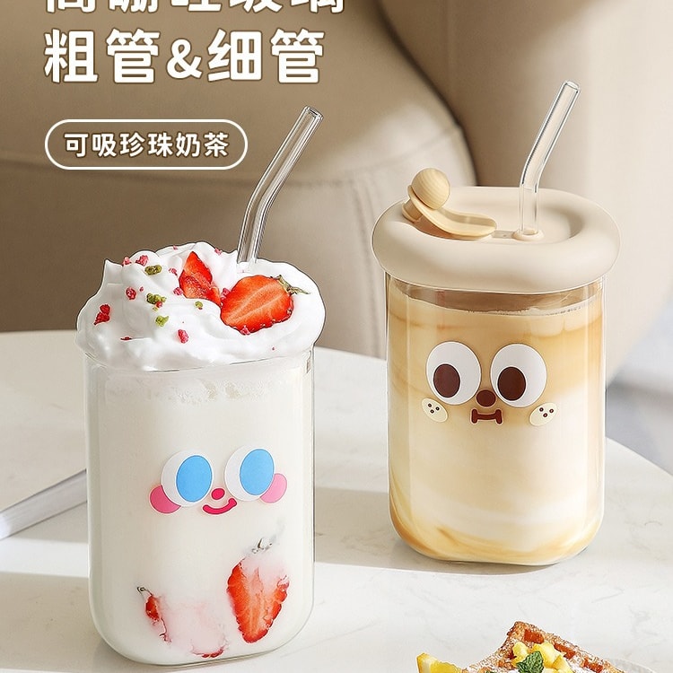 550ml/400ml Glass Cup With Lid and Straw Transparent Bubble Tea