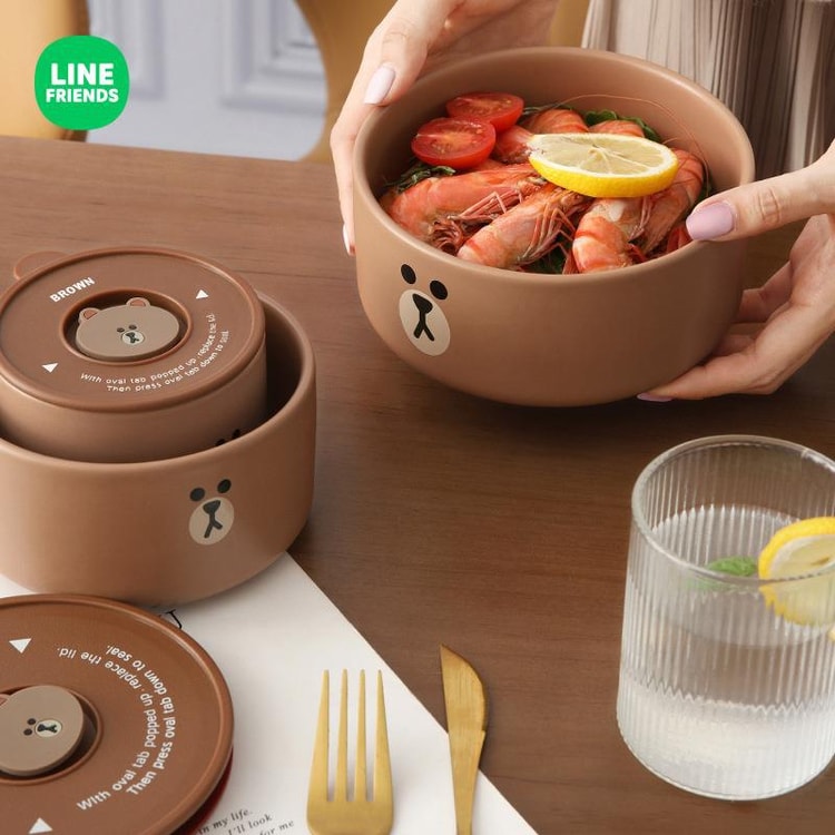 Ceramic Fresh Bowl Worker Cute Bento Lunch Box With Lid Sealed Microwave  BROWN Model - Yamibuy.com