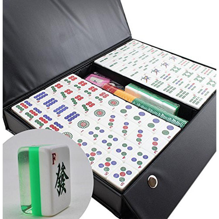 YANMEIYA 1.6-inch Mahjong Tiles Set 144 Large Chinese Mahjong Set Melamine  Mahjong Tiles (White Jade)