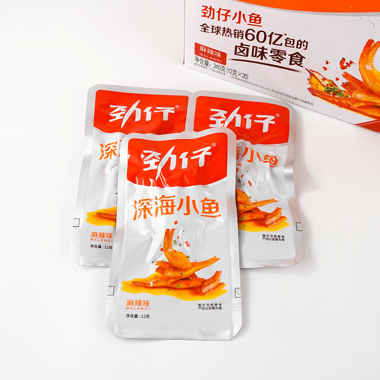 华文食品劲仔小鱼麻辣味20包入240g 湖南特产- 亚米