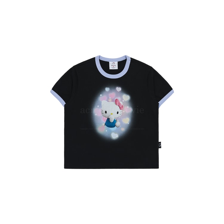 The UITZ Shop Hello Kitty Inspired Embroidered Shirt or Crop Tee, Hello Kitty Shirt Black / Crop Tee / Medium