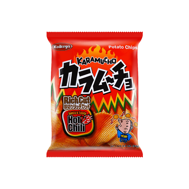 日本KOIKEYA湖池屋咔辣姆久厚切薯片劲辣唐辛子口味54g - 亚米