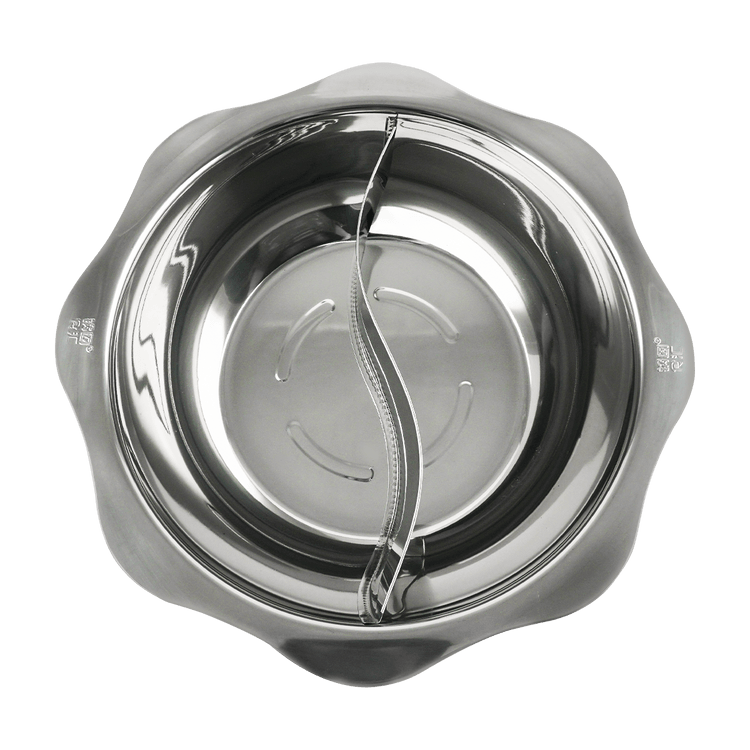 304 Stainless Steel Shabu Shabu Dual Sided Hot Pot W/ Lid And 2 Ladles