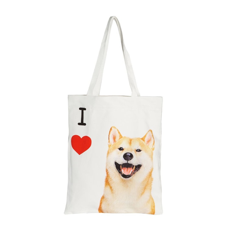 Goofy Face Shiba Inu Love Canvas Handbags