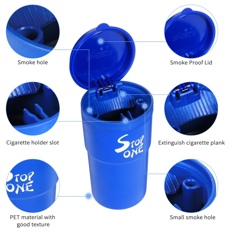 CA-101 Portable Car Ashtray with Lid Deepen the Design Suitable for Car  Indoor or Outdoor Blue