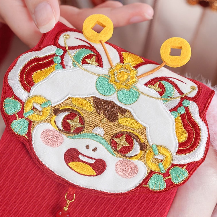 【中国直送】HSPM 馬年刺繍生地 赤い封筒 クリエイティブ中国風 10,000元 赤い封筒 新年の挨拶やお年玉に かわいい馬のデザイン 1枚 7
