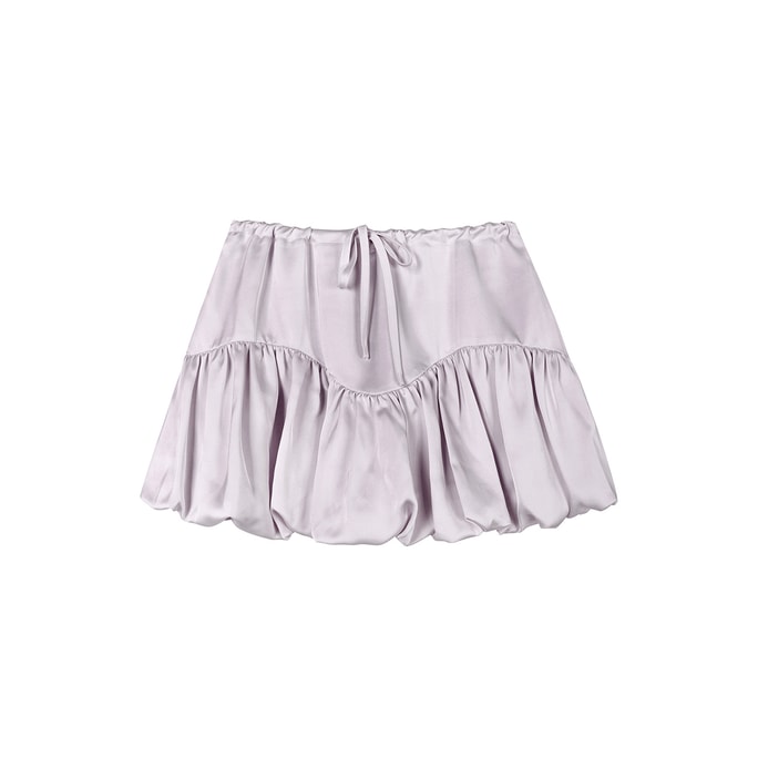 New Sweet Flower Bud Tied A-line Short Skirt Purple Gray S