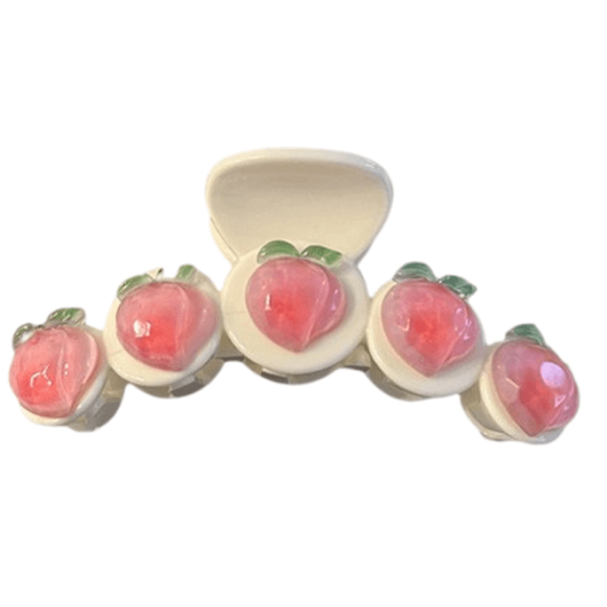 The new milk white peach grip clip soft girl Japanese sweet hair clip (large)