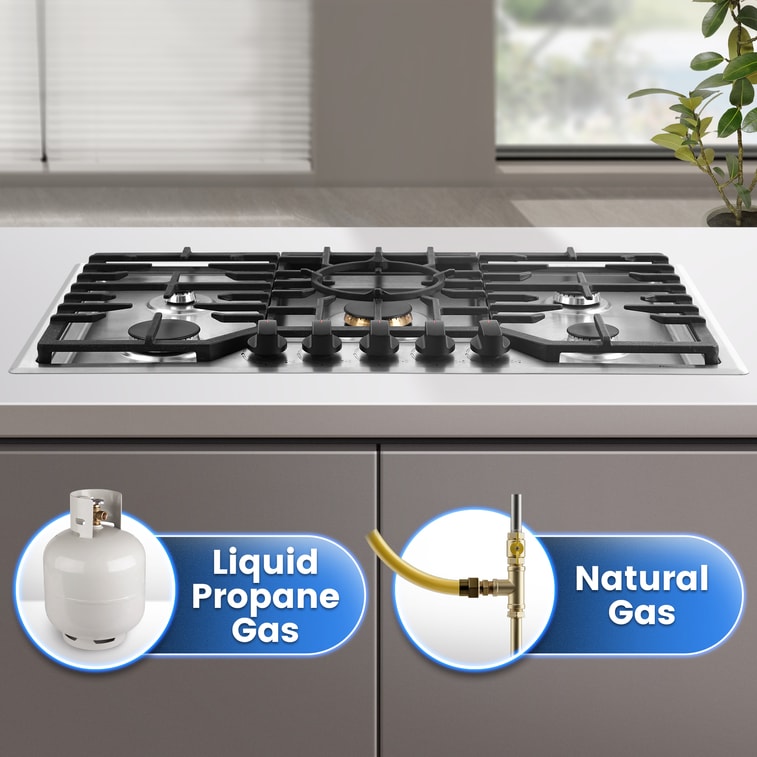  老闆電器 36吋瓦斯爐 7G9H50 15,000 BTU 純銅主爐頭 5眼爐具 大火力 4