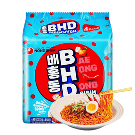BHD Bae Hong Dong Bibim Myun With Generous Amount of Spicy Sauce - Instant Noodles , 4 Bags , 19.3 oz