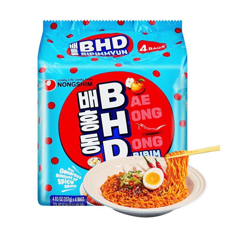 韩国NONGSHIM农心 BHD Bae Hong Dong 韩式拌面 甜辣拌冷面 4连包 548g 【明星同款】 3