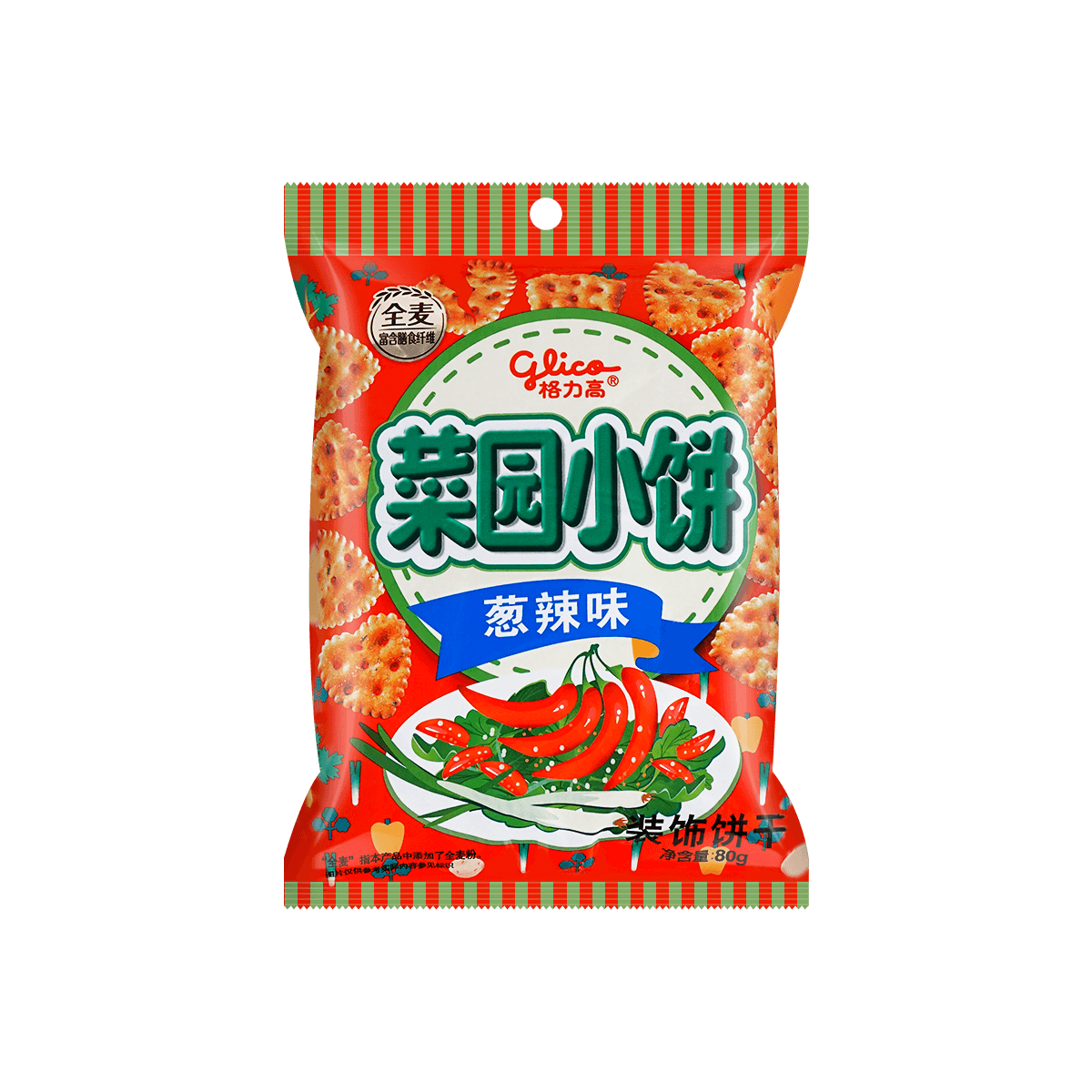 日本glico格力高菜园小饼葱辣味80g怎么样