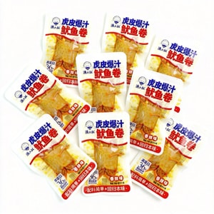 Spicy Tiger Skin Juicy Squid Rolls, Ready-to-Eat, Internet-famous Squid Seafood Snack, 20g*10 bags