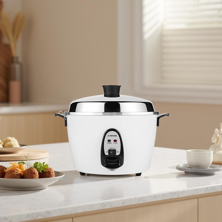TATUNG Pearl White Tatung Rice Cooker,withSteaming & Stewing