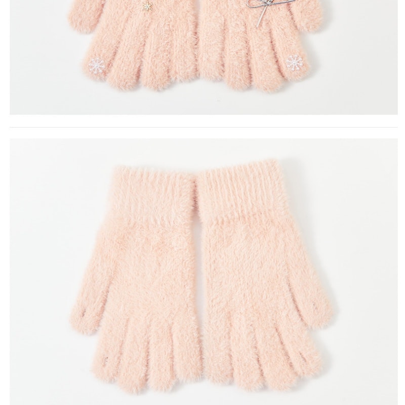 【中國直郵】 三福 趣味結形五指手套 可愛戶外保暖手套 蘋果黃 均碼一雙裝