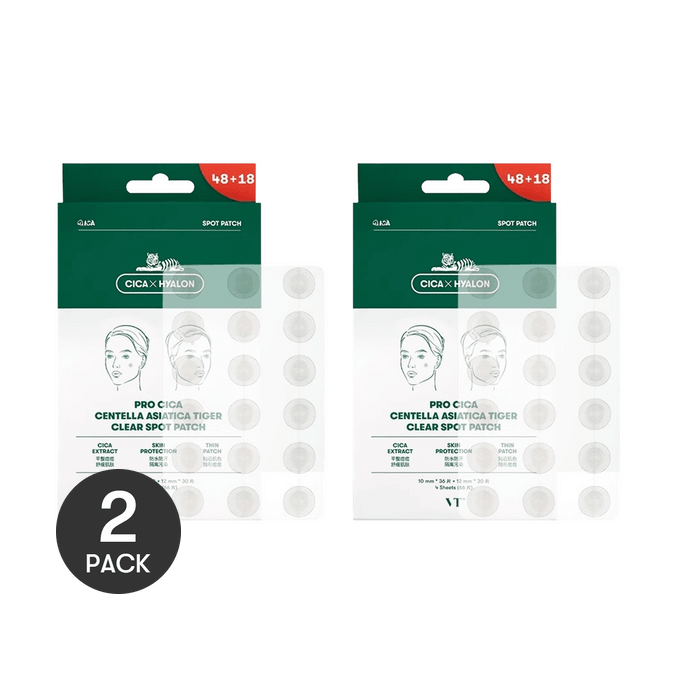 Pro Cica Centella Asiatica Tiger Clear Spot Patch, 66pcs *2【Value Pack】