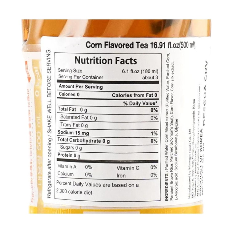 韩国WOONGJIN熊津 玉米须茶饮料 500ml【0糖0卡0脂】 4