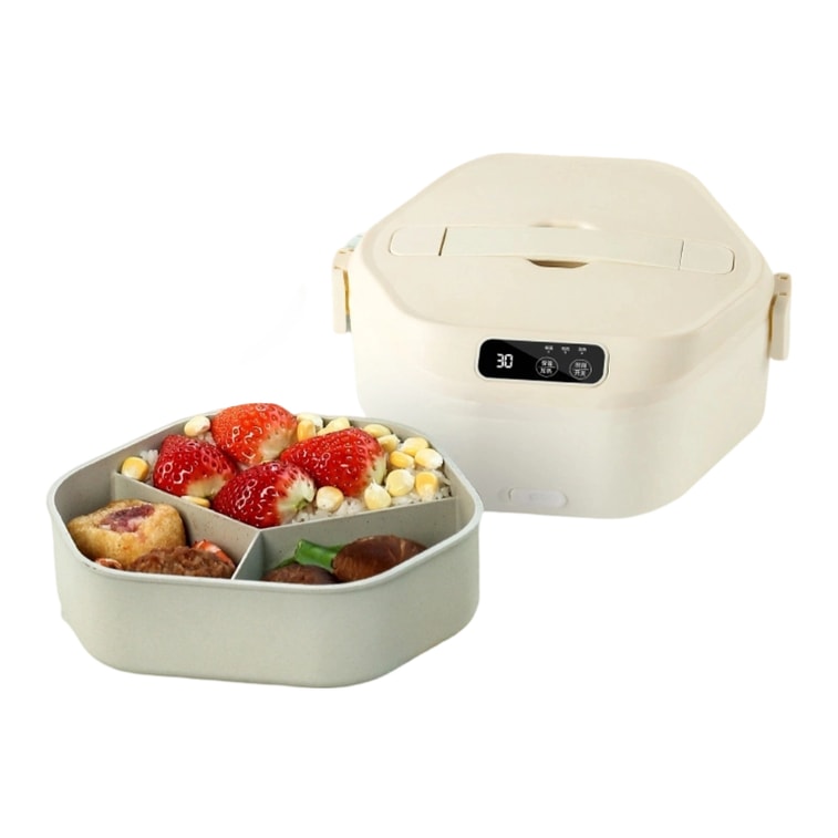 [중국 직배송] 징야홈 전기 보온 도시락 (업그레이드된 세라믹 내피, 무선 충전, 대용량 배터리, 오프화이트, 1L, 1개) - 토트백 포함 5