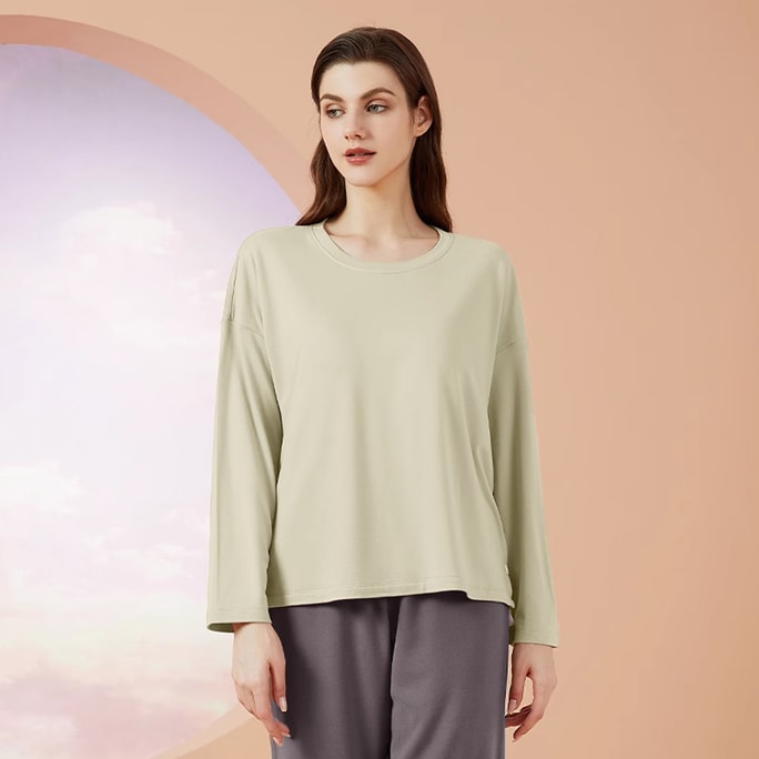 New Soft And Wearable Home Suit Set With Chest Cushion And Antibacterial Effect Light Green+Ultimate Gray M-L