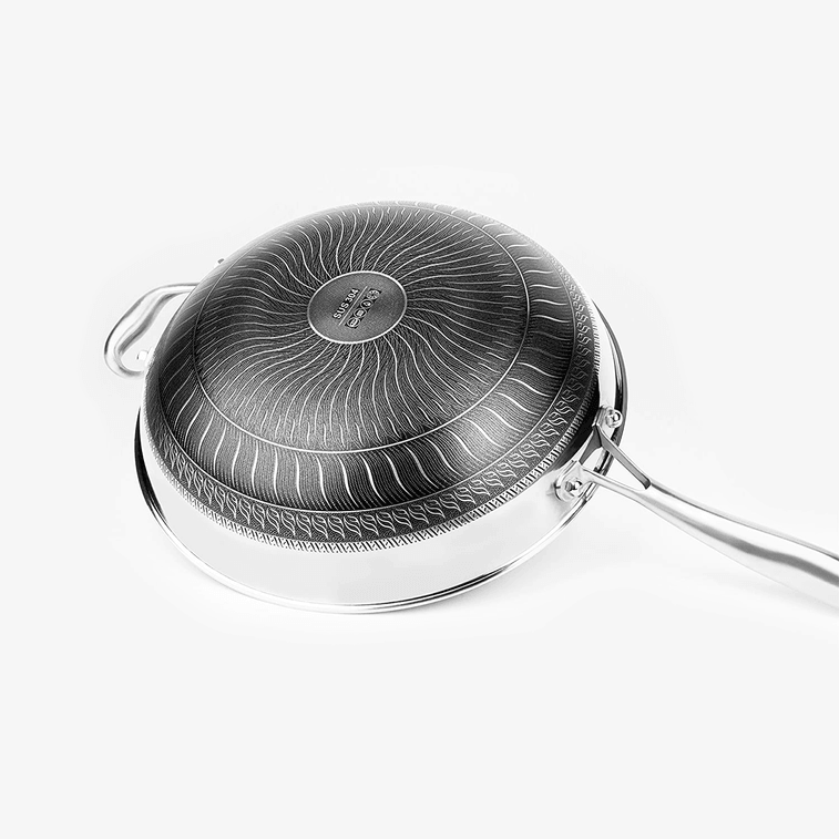 Non-Stick Stainless Steel Wok Pan with Self-Balancing Lid and Honeycomb SurfaceGuard Technology, 12.5 inch ANW-107 4