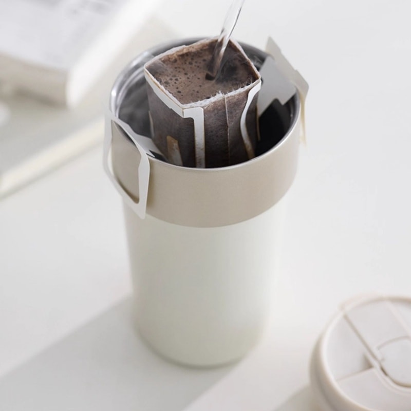 【中國直郵】 OLAYKS 保溫杯不鏽鋼咖啡杯吸管水杯校園隨行杯 陶白色 一個裝