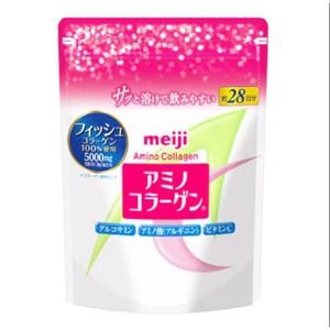 【日本直邮】Meiji明治 添加q10胶原蛋白粉改善肤质 标准版粉色袋装196g 28日量