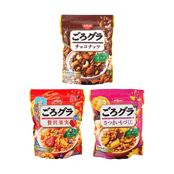 ごろグラ チョコレートナッツ味+プレミアムフルーツ味+スイートポテト味、29.64 oz【3種フレーバーコンボパック】