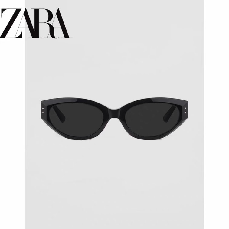 【中国直邮】  ZARA 新款复古猫眼墨镜男女防紫外线开车太阳眼镜 黑框黑灰片 1个装 5