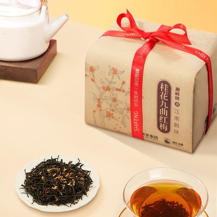 【中国直邮】 狮峰茶叶 桂花红茶九曲红梅茶叶杭州特产正宗龙井茶原产地优选 150g/盒