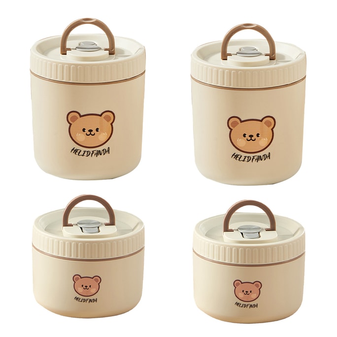 New High Beauty Bear Stainless Steel Insulated Lunch Box 316 Apricot- 2 Larger And 2 Larger Sizes