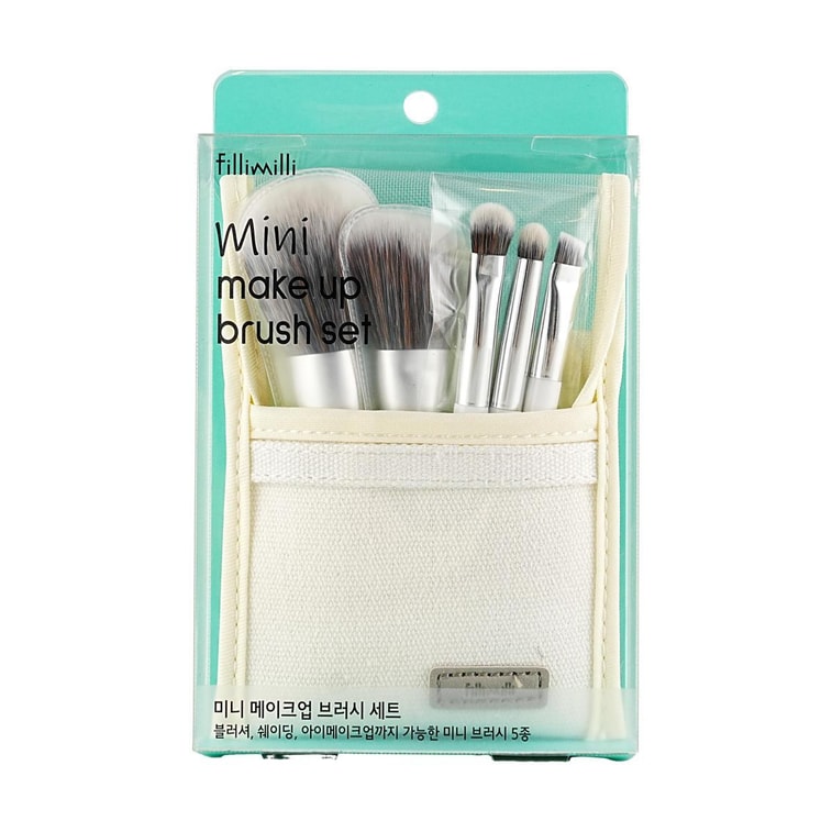 Mini Set de Pinceaux Maquillage, 5pcs - Poils Doux Végans | Pochette Incluse 3