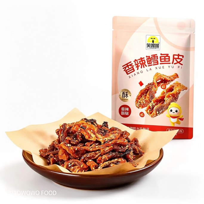 【中国直邮】 笑喔喔 香辣鳕鱼皮 甜辣酥脆鱼皮下酒即食休闲解馋办公室海味小零食30g*6袋