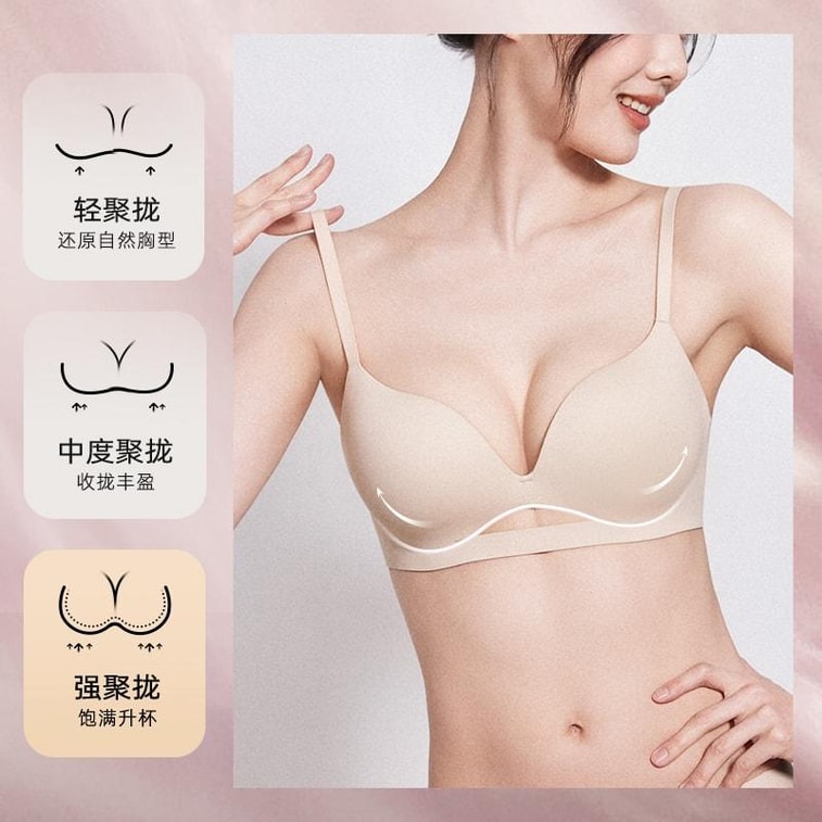 Women's Seamless Plunge T Shirt Bras No Underwire Anti-sagging  Push-up Bra Comfortable Everyday Bralette  Black L 4