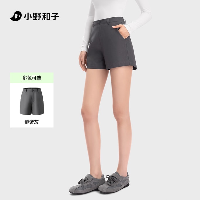 Suit shorts for women in autumn and winter as a base for outerwear look slim gray size S 1 piece