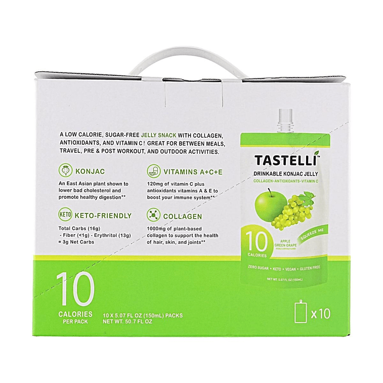 마시는 곤약 젤리, 사과/청포도 맛, 10팩, 150ml (50.7 fl oz)【설탕 0%, 저칼로리, 비건】【콜라겐 & 비타민 C 함유】 5