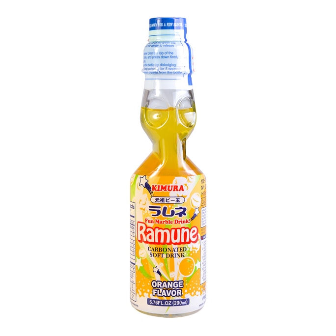 日本KIMURA木村饮料 元祖 弹珠汽水 香橙味 200ml