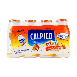 日本CALPICO 無碳酸天然無色素乳酸菌優格飲料 荔枝芒果口味 迷你4瓶裝 320ml